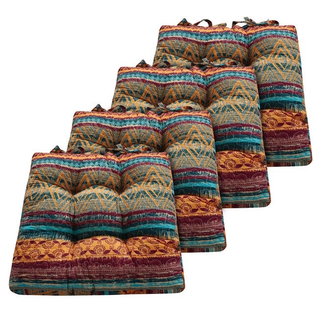 Southwest Triple-Layered Chair Pad 4 Piece Set, SIESTA, hi-res image number 0