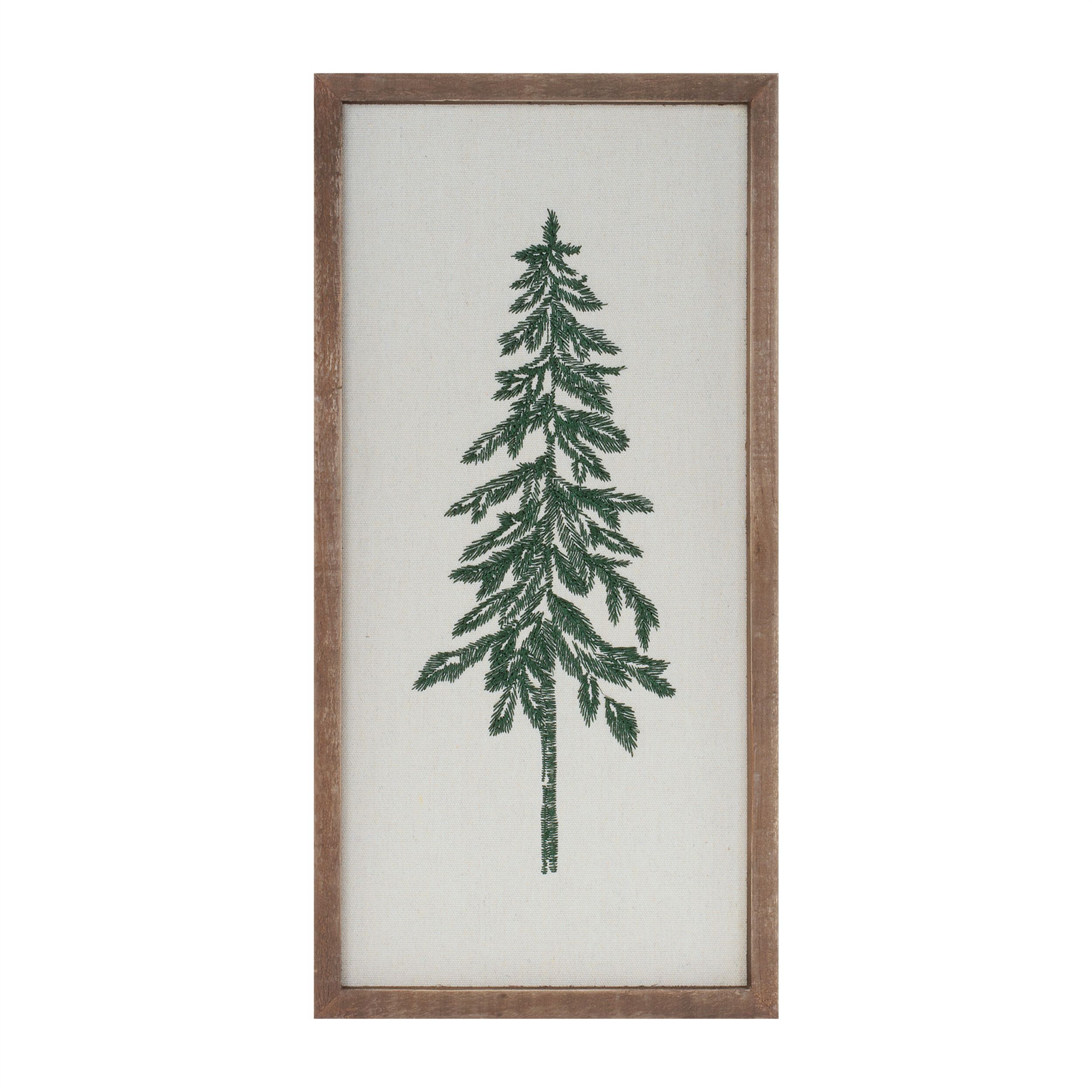Embroidered Pine Tree Wall Art (Set of 2), BROWN, alternate image number 3