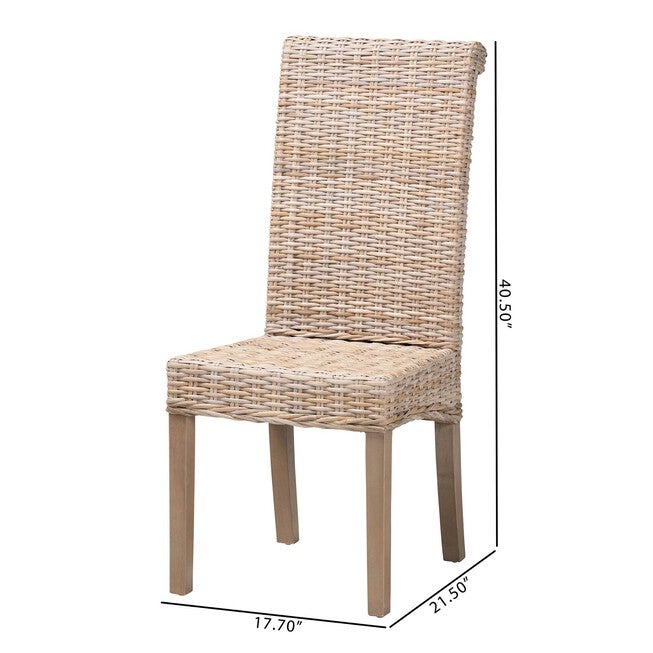 Santiago Bohemian Grey Natural Kubu Rattan And Mango Wood Dining Chair, , alternate image number null