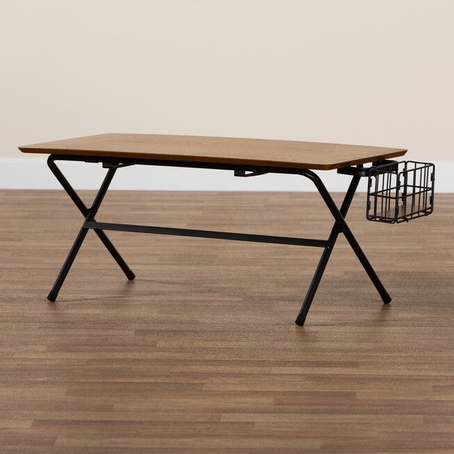 Mariela Natural Brown And Black Low Profile Coffee Table With Basket, , alternate image number null