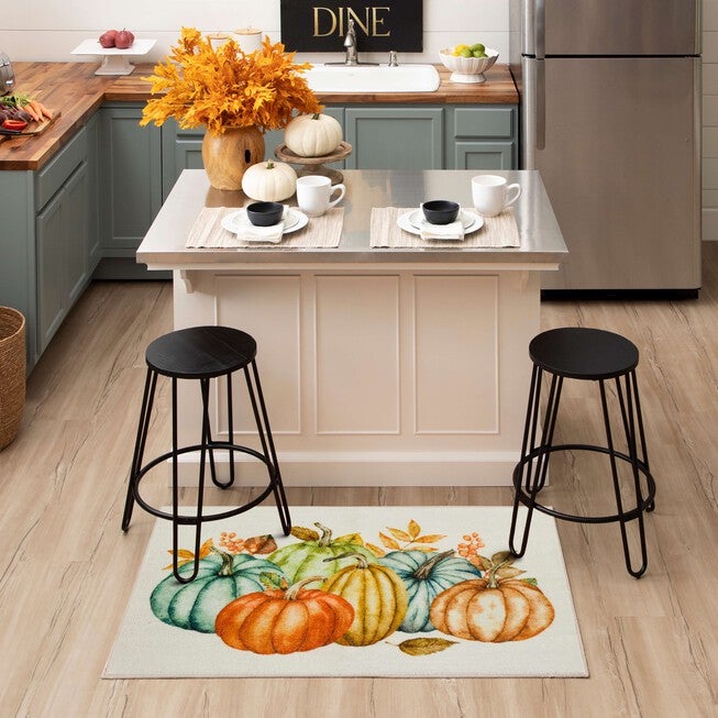 Fall Pumpkins Vintage Kitchen Rug, , alternate image number null