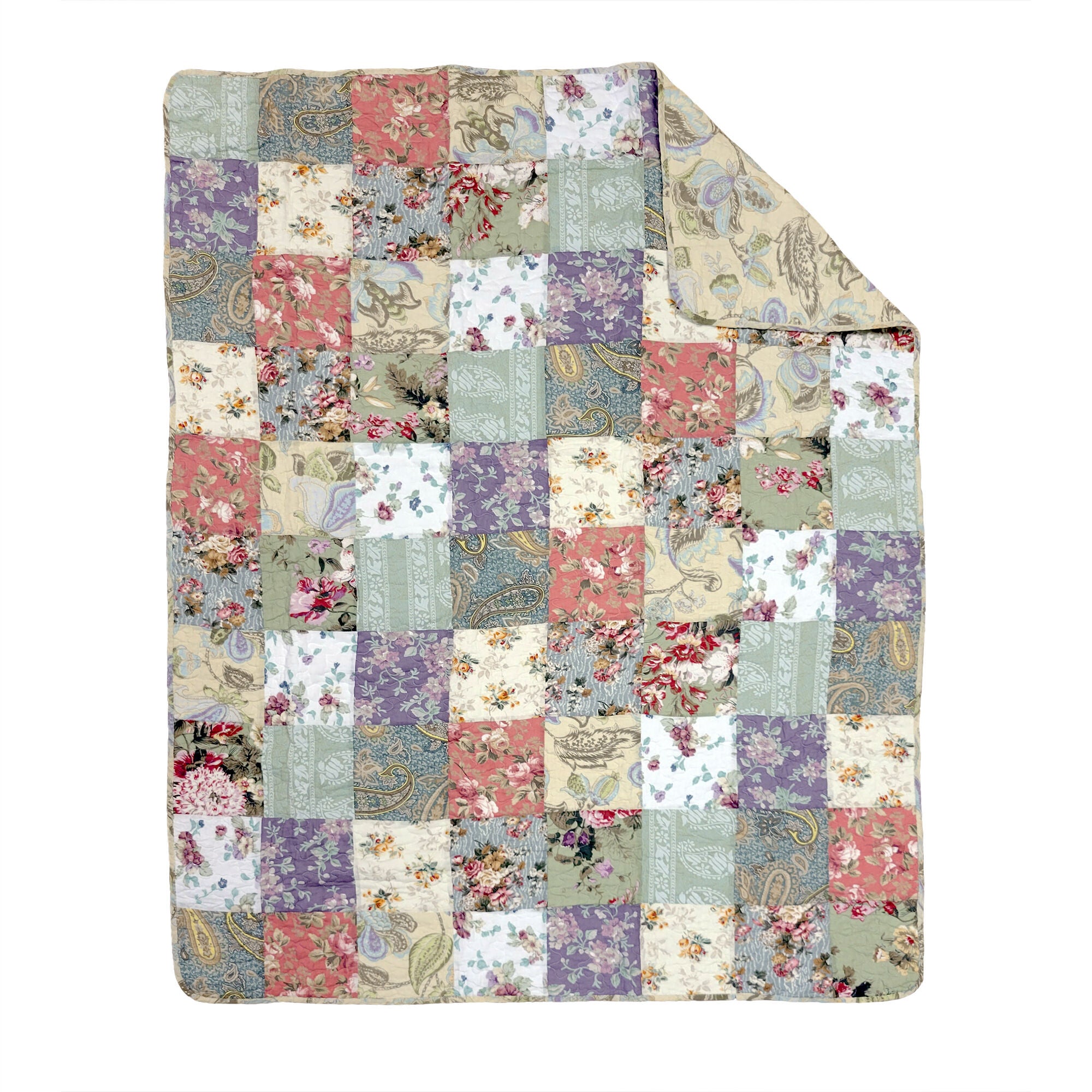 Blooming Prairie Patchwork Quilted Throw Blanket, MULTI, alternate image number 3