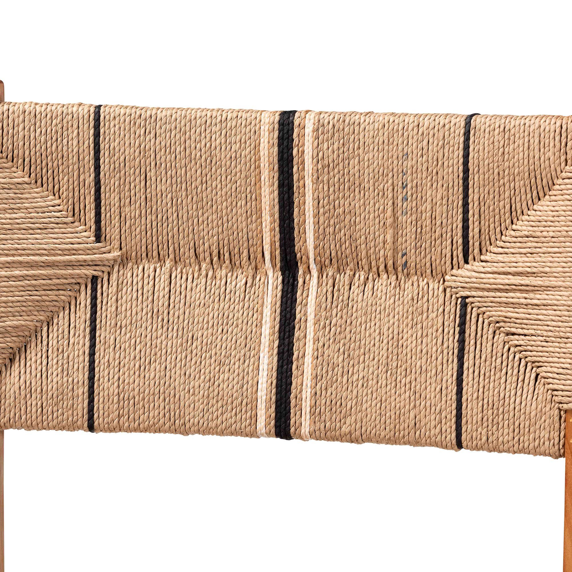 Prita Bohemian Paper Loom and Natural Mahogany Wood 2-Piece Bar Stool Set, BROWN, alternate image number 4