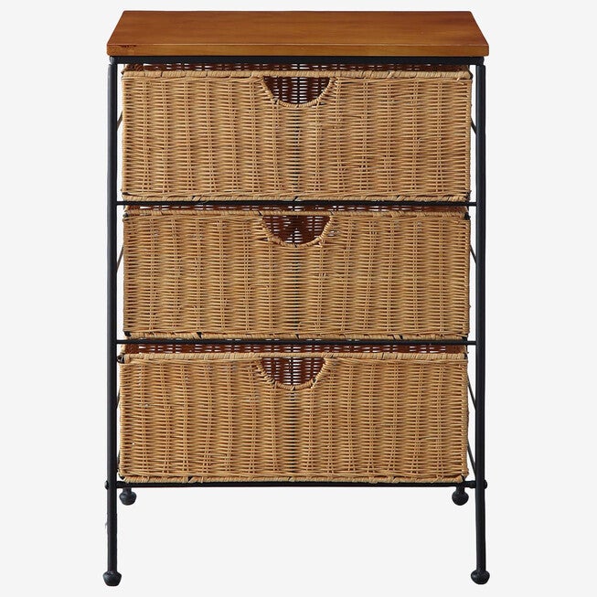 3 Drawer Wicker Chest, HONEY, hi-res image number 0