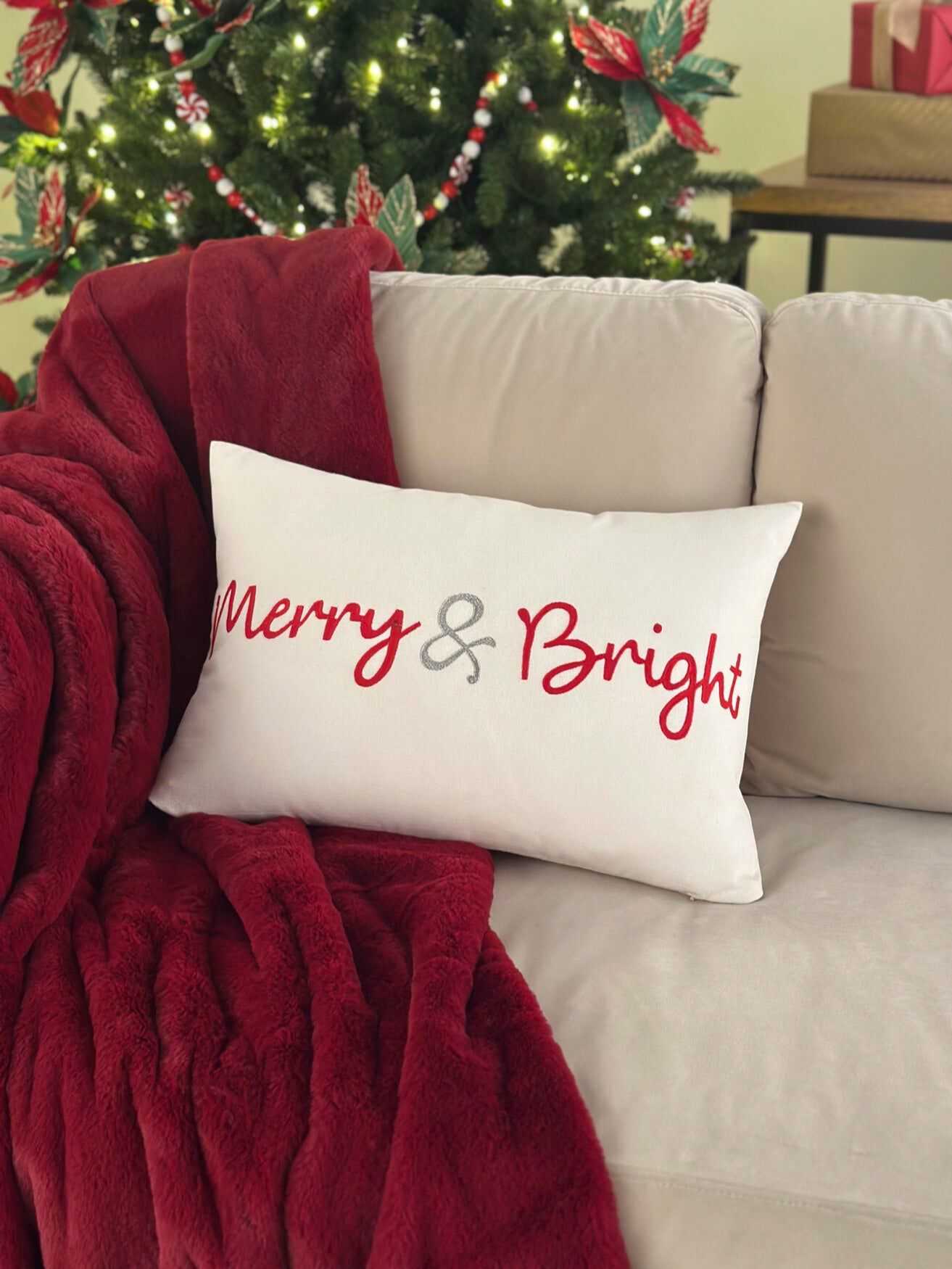 Novelty Oblong Pillow, MERRY, hi-res image number 0