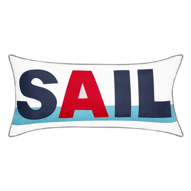 Indoor & Outdoor Bold Sail Reversible Nautical Lumbar Decorative Pillow, NAVY MULTI, hi-res image number 0