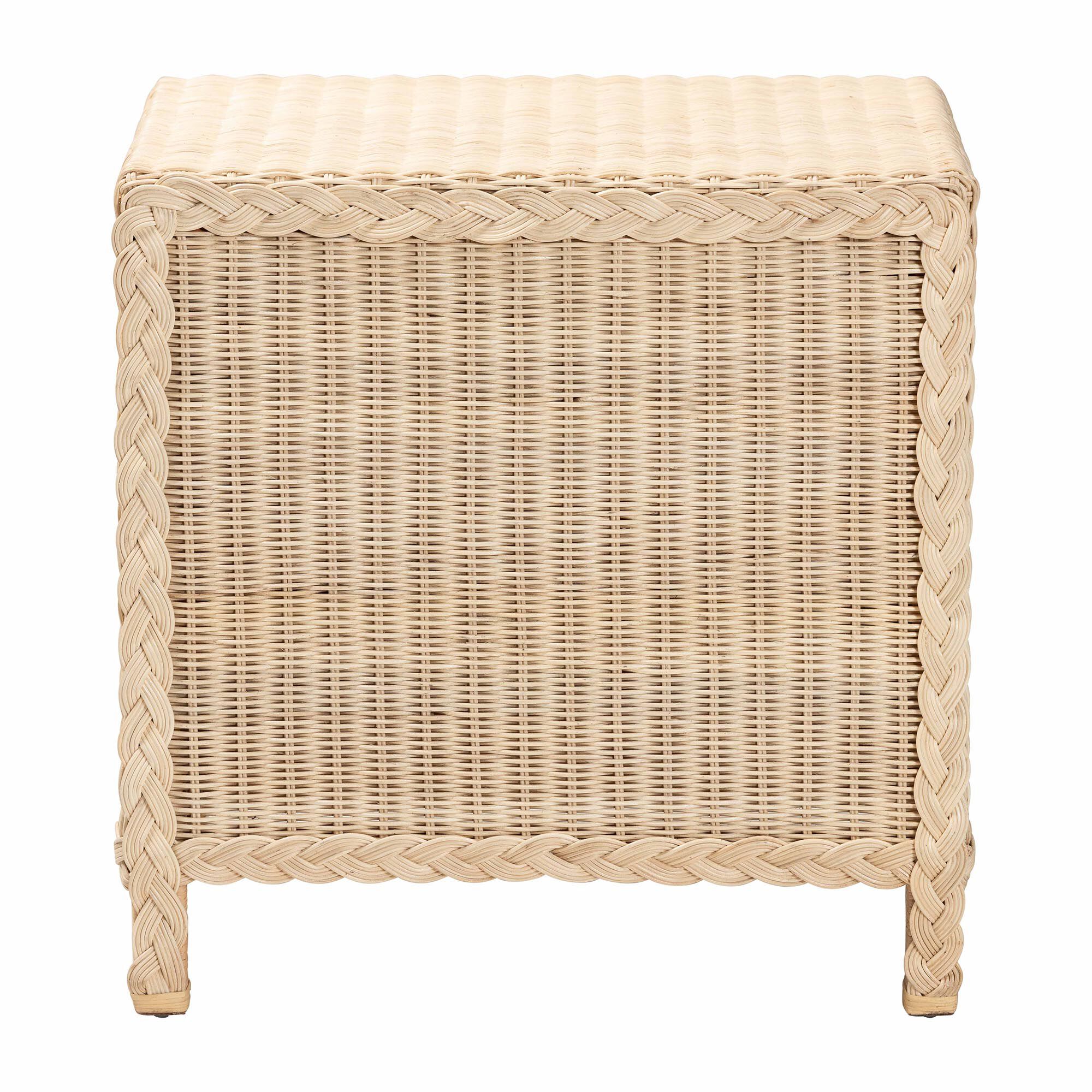 Lanica Japandi Sun Bleached Rattan 3-Drawer Nightstand, BROWN, alternate image number 5