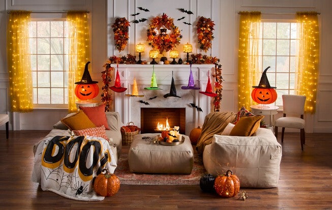 Pre-Lit Carved Resin Pumpkin, , on-hover image number null