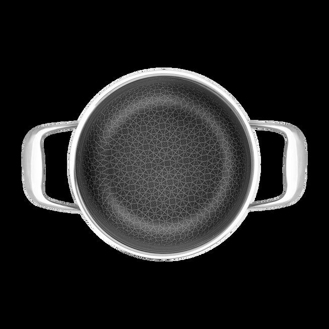 LIVWELL DiamondClad™ 3 Quart Hybrid Nonstick Stainless Steel Stock Pot and Lid, Dishwasher Safe, PFOA-free – Silver/Black, SILVER, alternate image number null