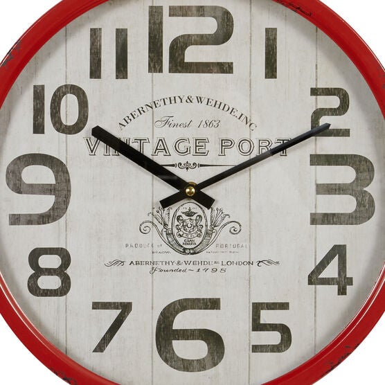 Red Farmhouse Metal Wall Clock, , alternate image number null