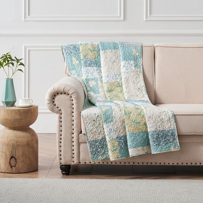 Evangeline Quilted Throw Blanket, MIST, hi-res image number null