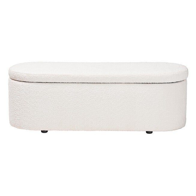Lavina Modern White Teddy-Bear Fabric Storage Bench, , alternate image number 2