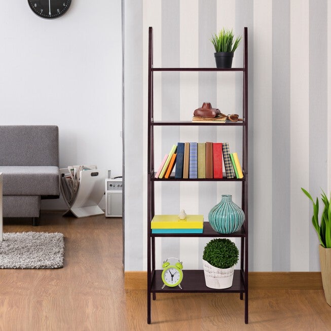 5-Shelf Ladder Bookcase-Espresso, , alternate image number 7