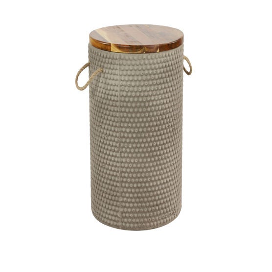 Beige Cement Modern Outdoor Accent Table, BEIGE, hi-res image number null