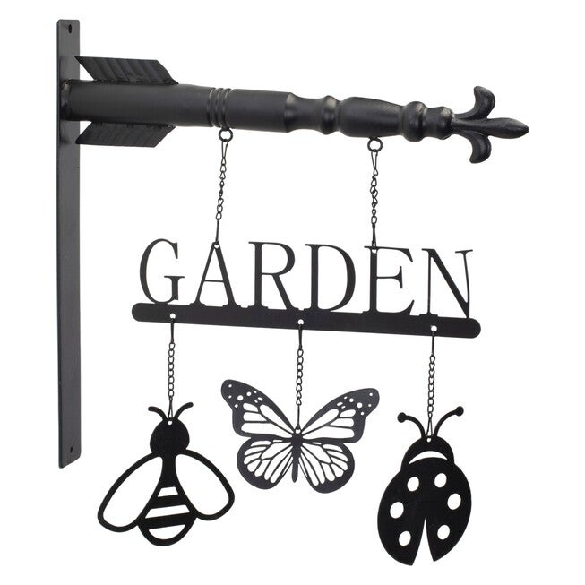 Butterfly Insect Garden Sign 15.5 inchesH, BLACK, hi-res image number null