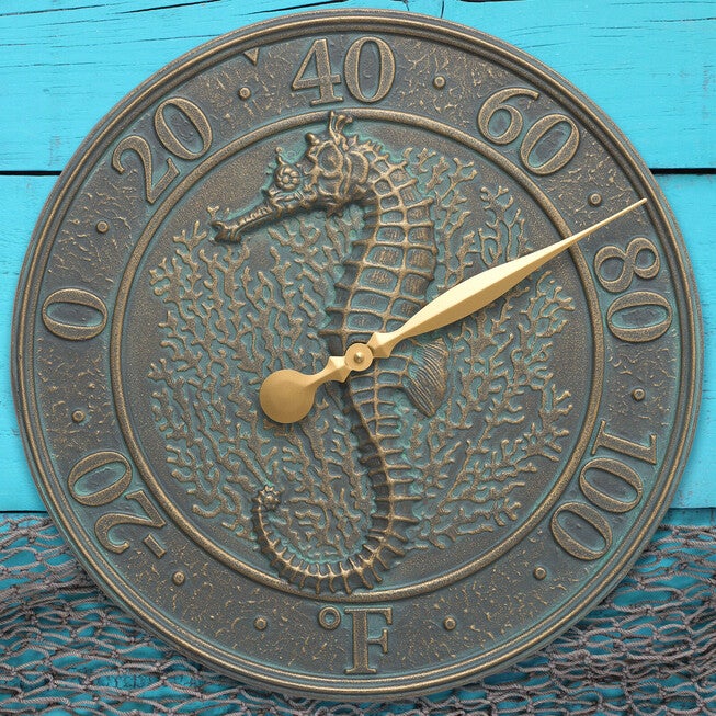 Seahorse Sealife Thermometer, BRONZE VERDI, hi-res image number 0