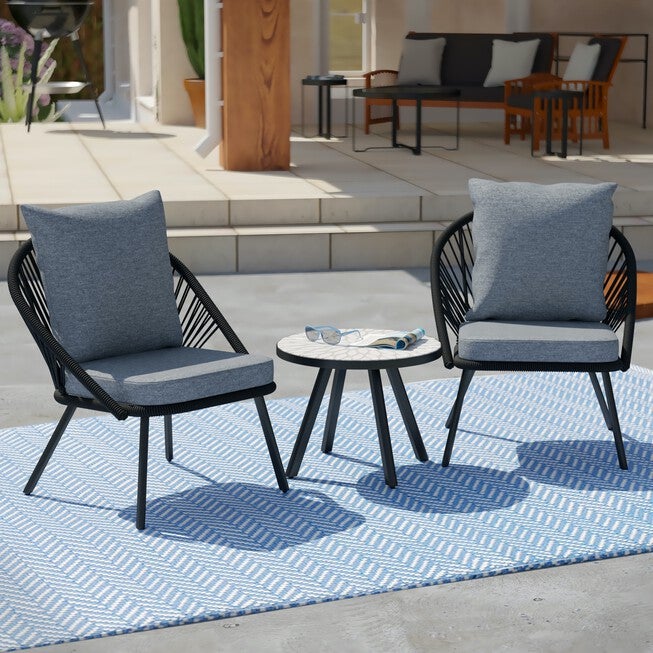 Wallinca Outdoor Seating Set 3Pc, BLACK, hi-res image number 0