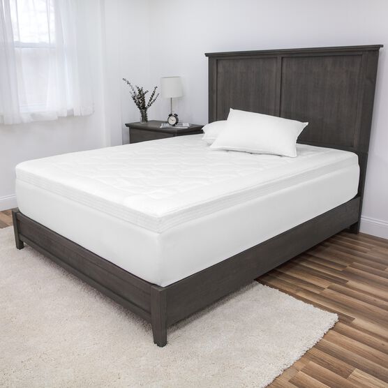 SensorPEDIC Euro Majestic 3-Inch Quilted Memory Foam Mattress Topper, WHITE, hi-res image number null