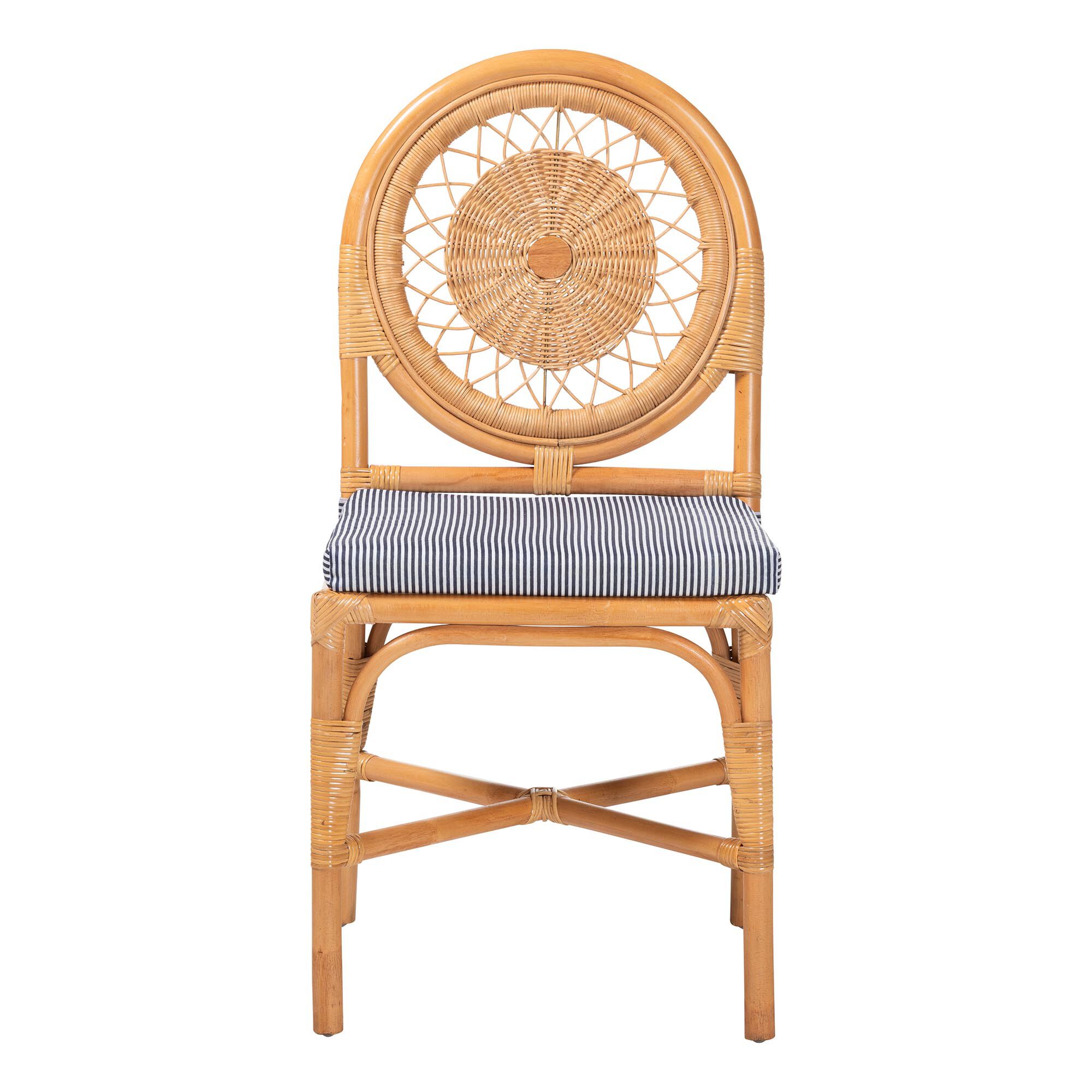 Oberon Natural Rattan Dining Chair with Cushion, HONEY, alternate image number 2