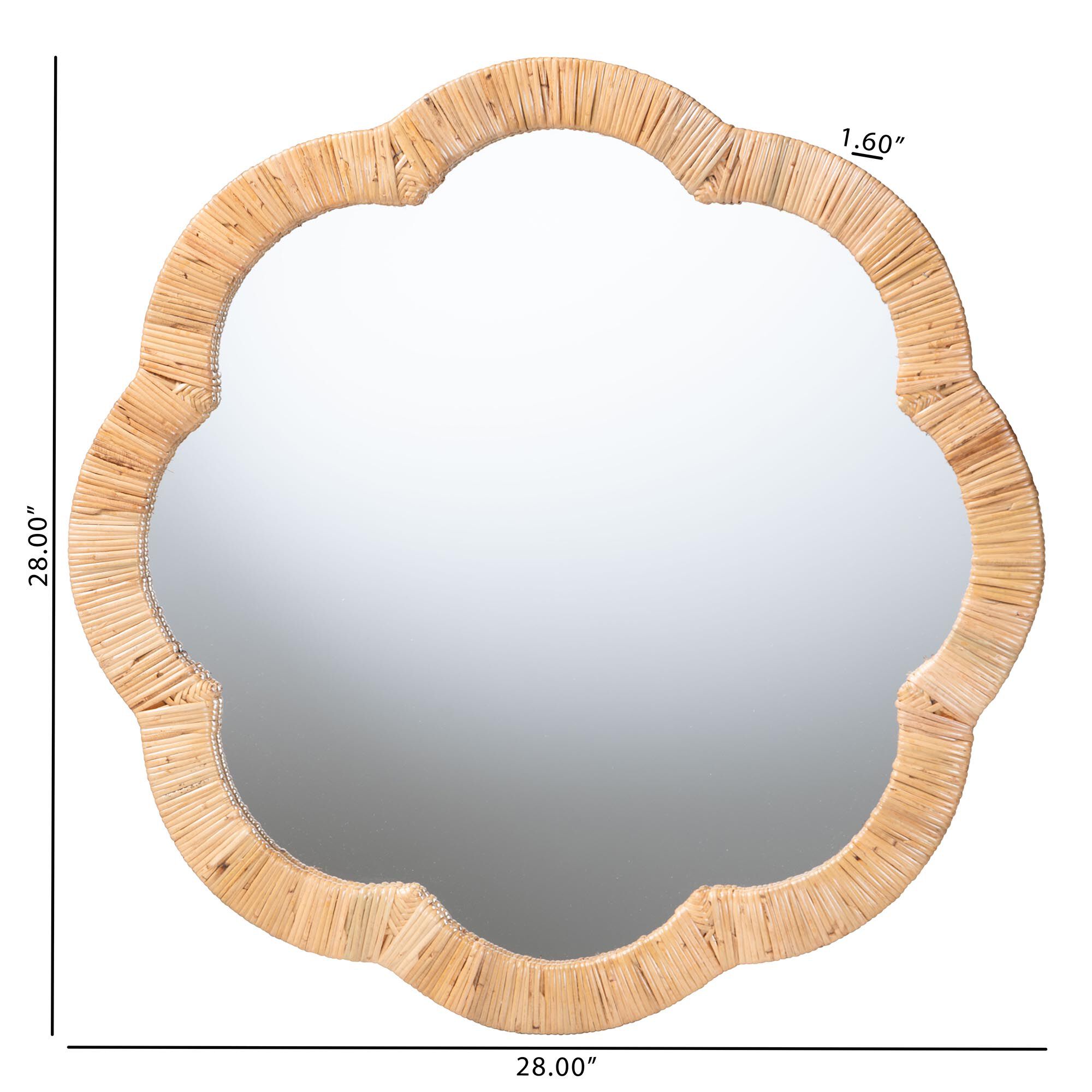 Akuna Scalloped Natural Rattan Wall Mirror, HONEY, alternate image number 5