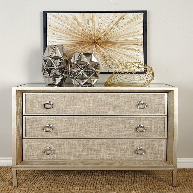 Beige Linen and Wood Glam Chest, 32x32x16, , alternate image number 8