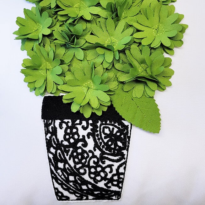 Edie @ Home Indoor/Outdoor Dimensional Topiary Lumbar W Crewel Embroidered Pots Decorative Throw Pillow 13X25, Leaf Multi, , alternate image number 5