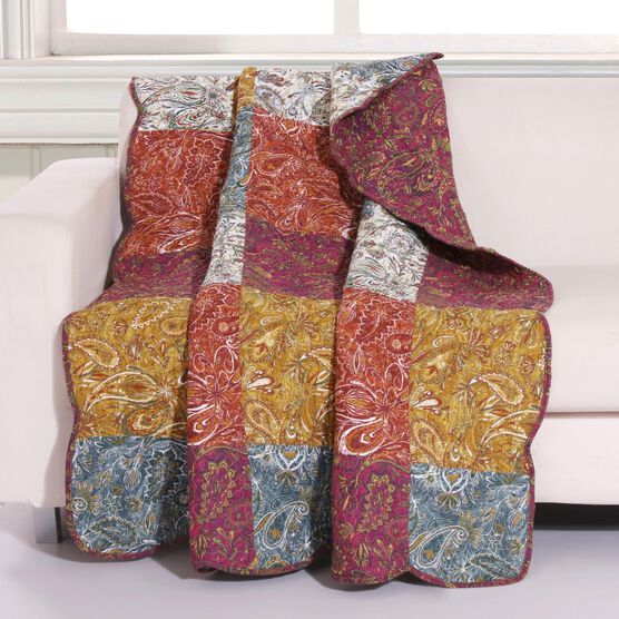 Paisley Slumber Quilted Throw Blanket, SPICE, hi-res image number null