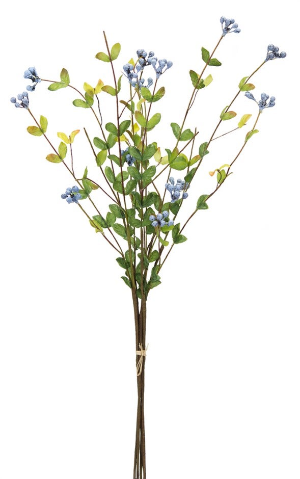 Berry Bundle (Set of 12) 21 inchesH Polyester/Wire, GREEN/BROWN/BLUE, alternate image number null