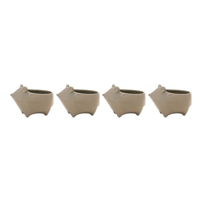 Mouse Planter (Set of 4) 6.5 inchesL x 4.75 inchesH Ceramic, GREY, alternate image number null