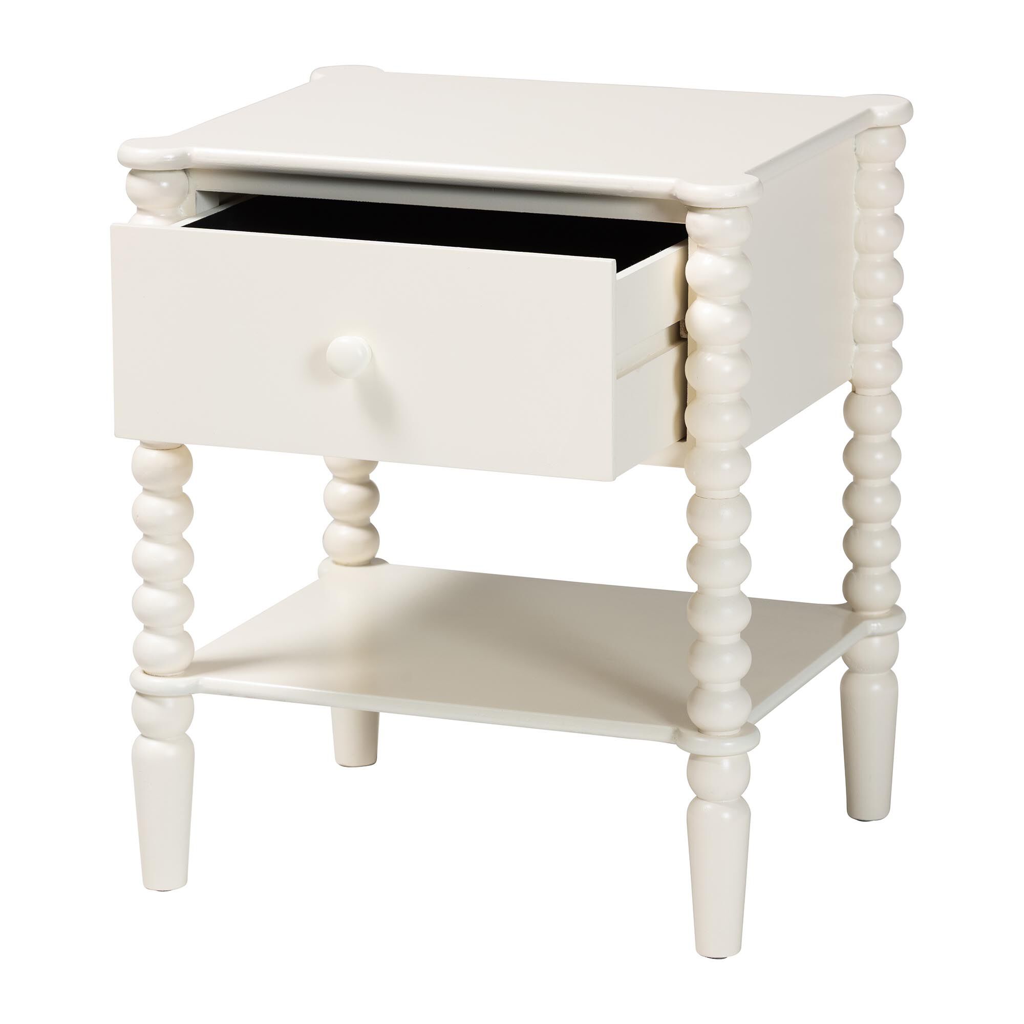 Rimona End Table with Bobbin Legs, WHITE, alternate image number 2