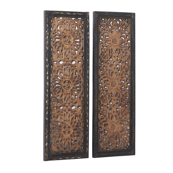 Set Of 2 Brown Wood Traditional Wall Décor, , alternate image number null
