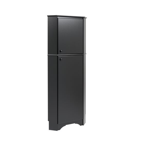 Elite Tall 2 Door Corner Storage Cabinet Black Closet Space