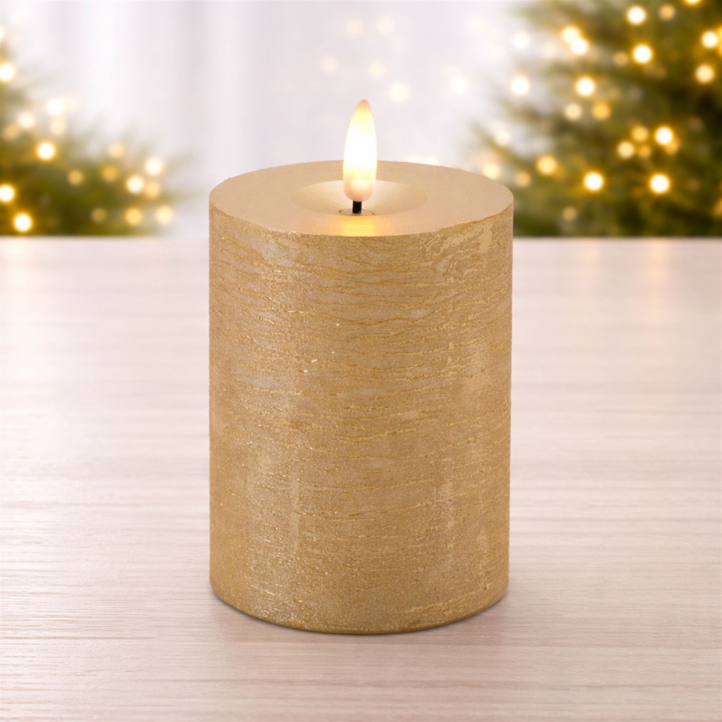 Metallic FIA Wick LED Candle (Set of 2), GOLD, alternate image number 1