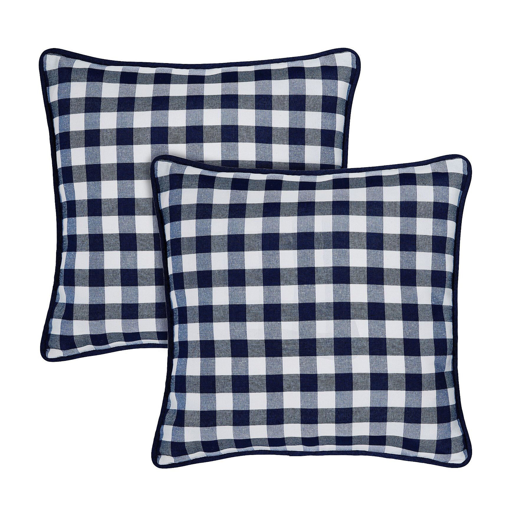 Buffalo Check Throw Pillow Covers - 18-in x 18-in - Set of Two, NAVY, hi-res image number 0