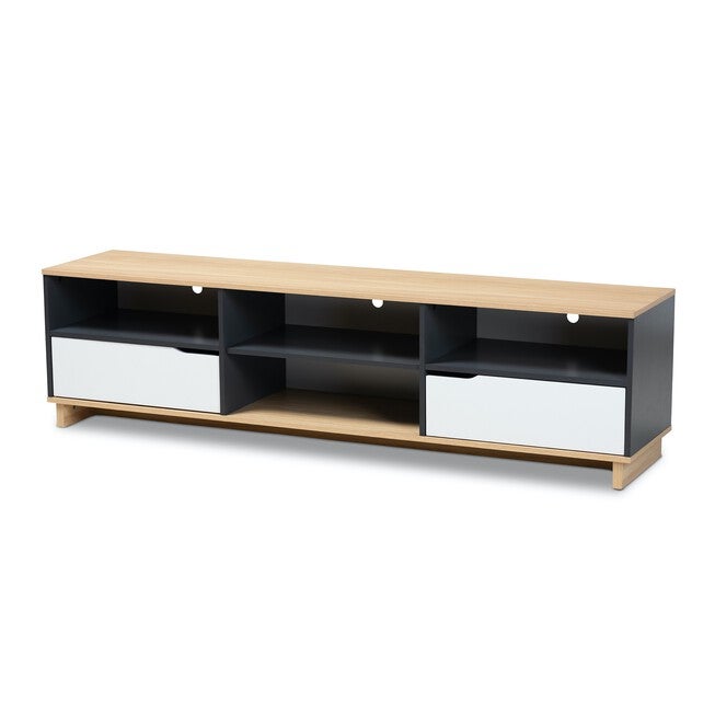 Reed Mid-Century Modern Multicolor 2-Drawer Wood Tv Stand Furniture, WHITE OAK GREY, hi-res image number null