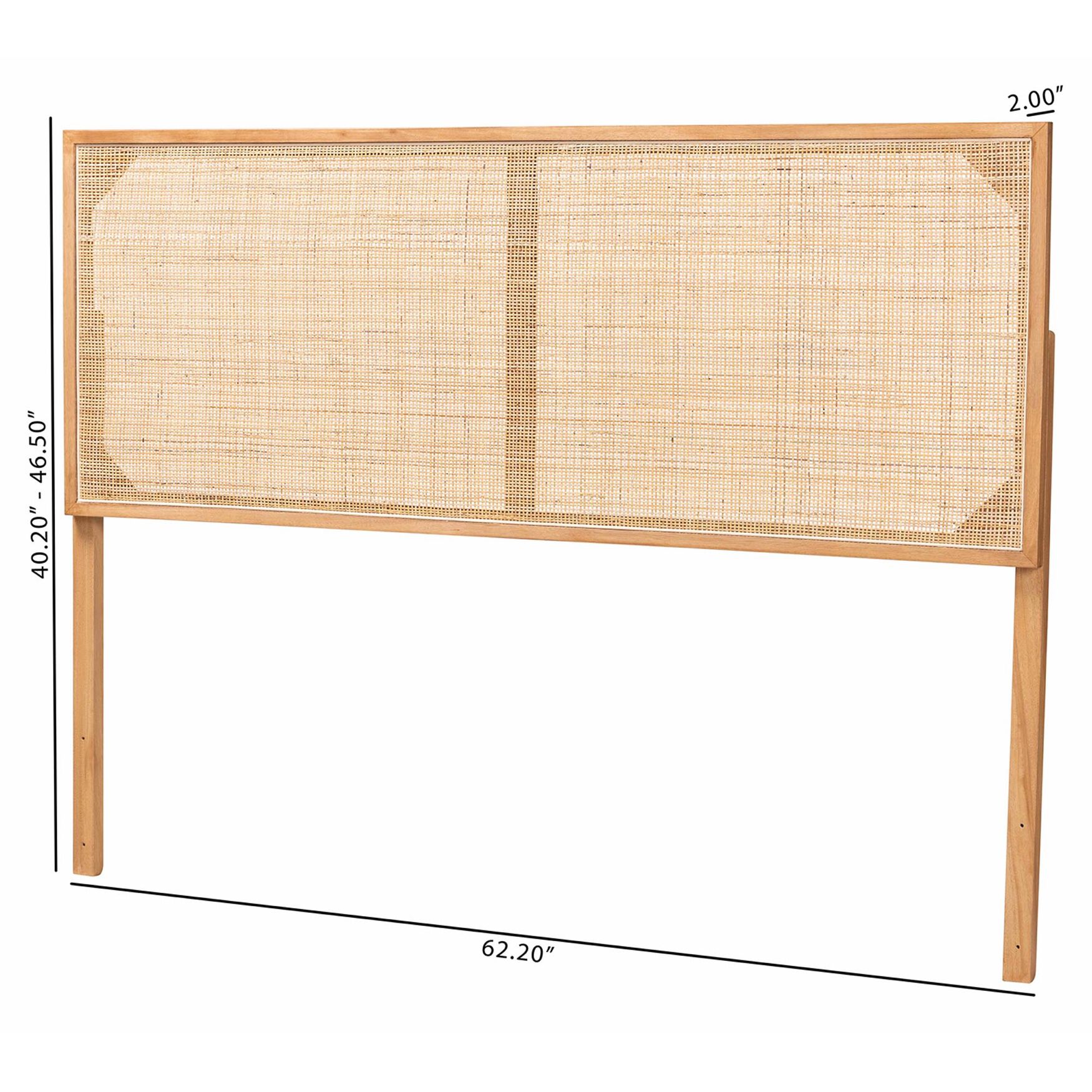 Aurelia Modern Bohemian Natural Brown Finished Bayur Wood and Rattan Queen Size Headboard, , alternate image number 12
