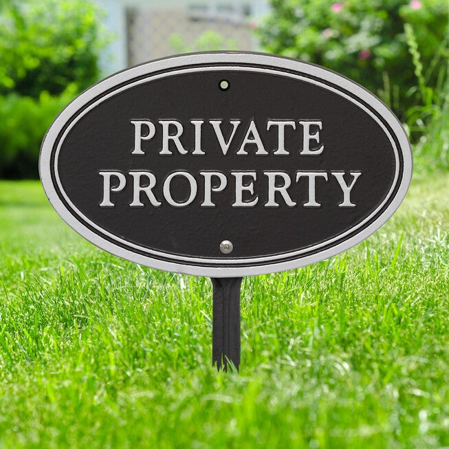 Private Property Oval Wall/Lawn Statement Plaque, , alternate image number null