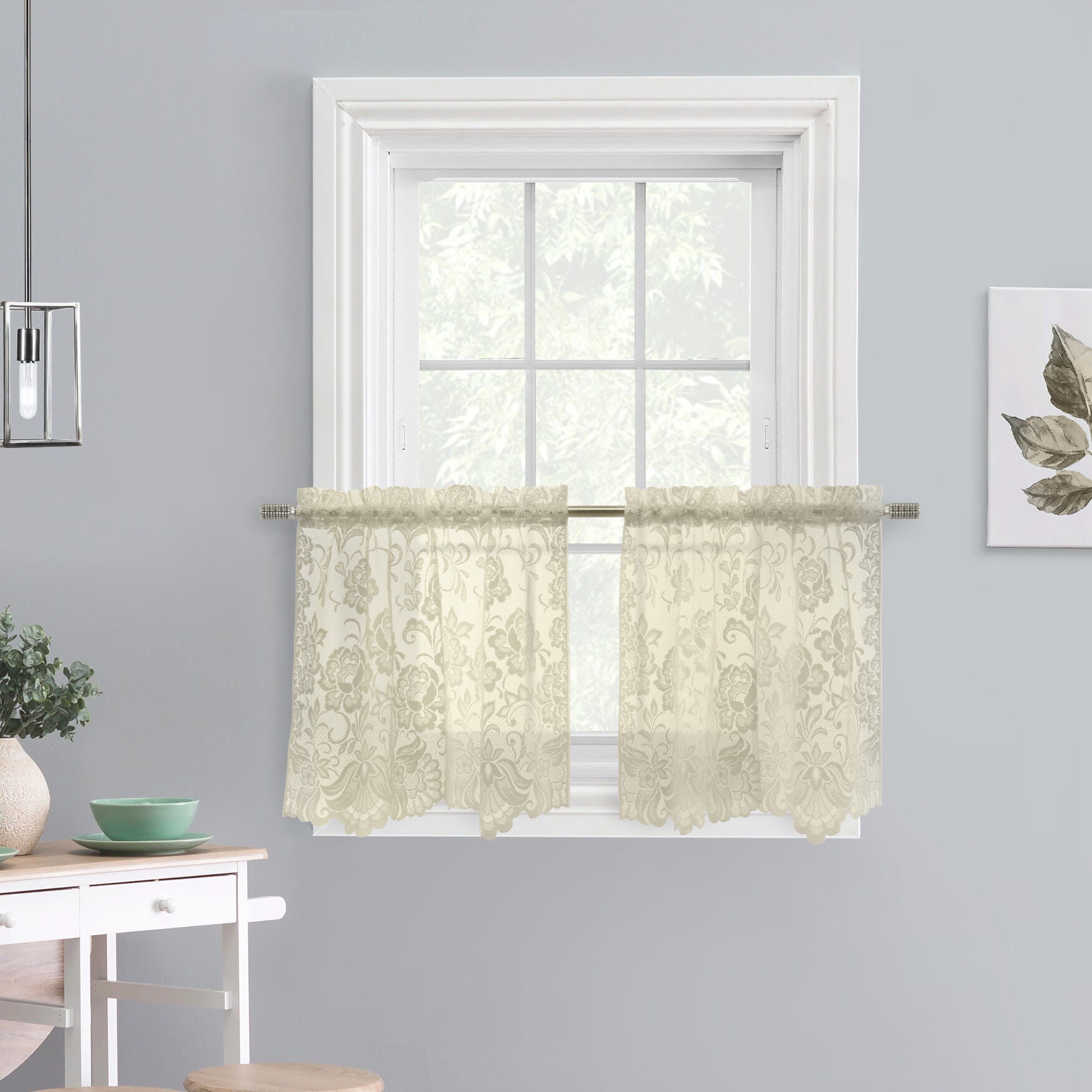Limoges Sheer Rod Pocket Curtain Tiers, IVORY, hi-res image number 0