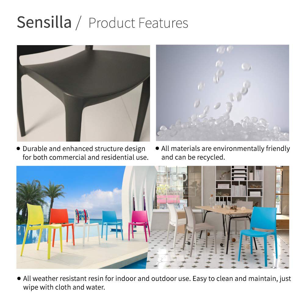 Set of 2 Sensilla Stackable Outdoor Dining Chairs, GREEN, alternate image number 6