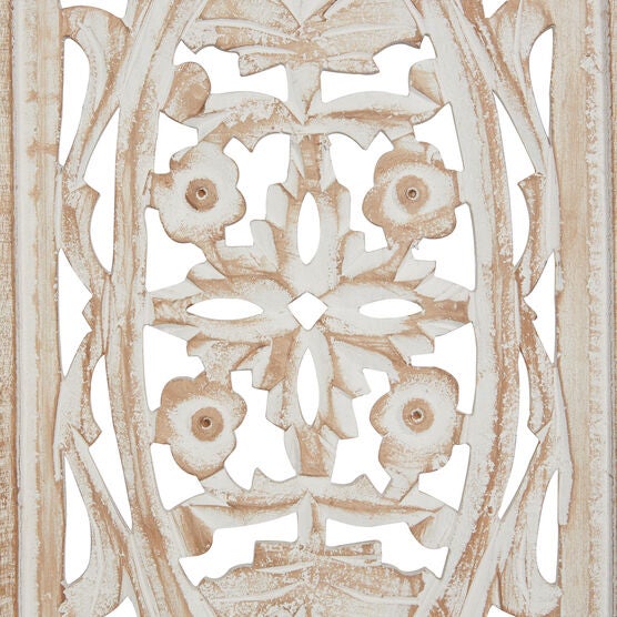 Cream Traditional Floral Mango Wood Wall Décor, , alternate image number null