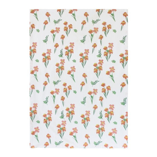Tea Towel (Set of 3) 20 inches x 28 inches Cotton, WHITE/GREEN/ORANGE, alternate image number null
