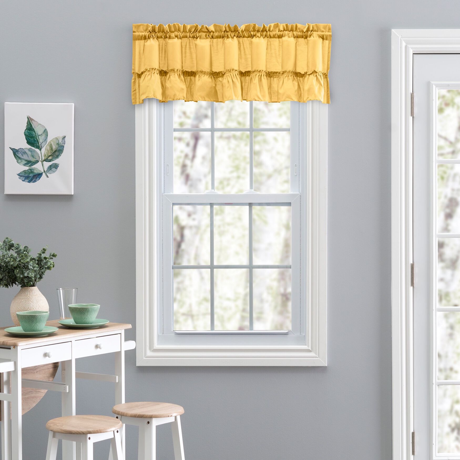 Stacey Curtain Ruffled Filler Valance, YELLOW, hi-res image number 0