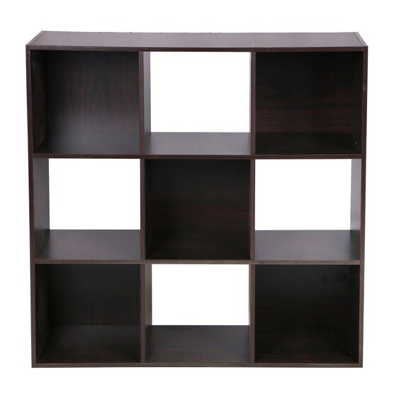 Home Basics Open and Enclosed 9 Cube MDF Storage Organizer Espresso, ESPRESSO, hi-res image number null