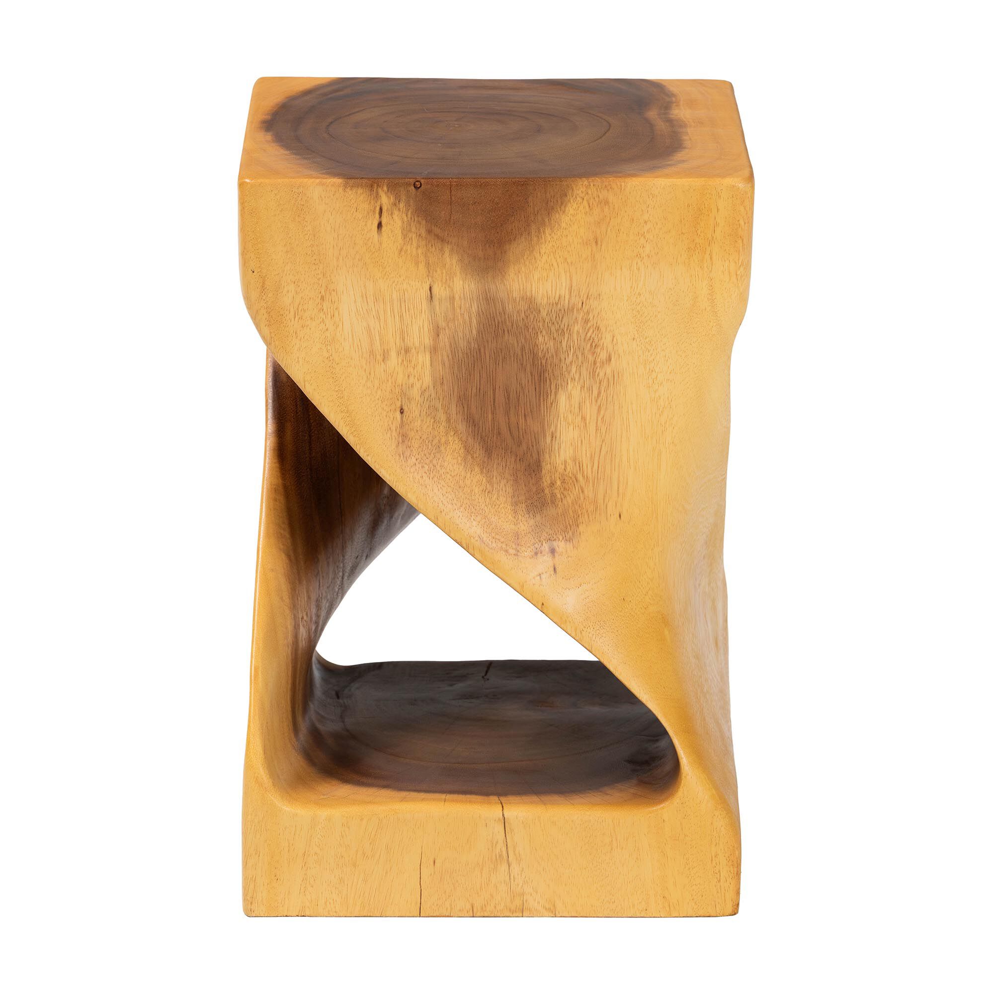 Rapha Hand-carved Suar Wood Side Table, NATURAL BROWN, alternate image number 2