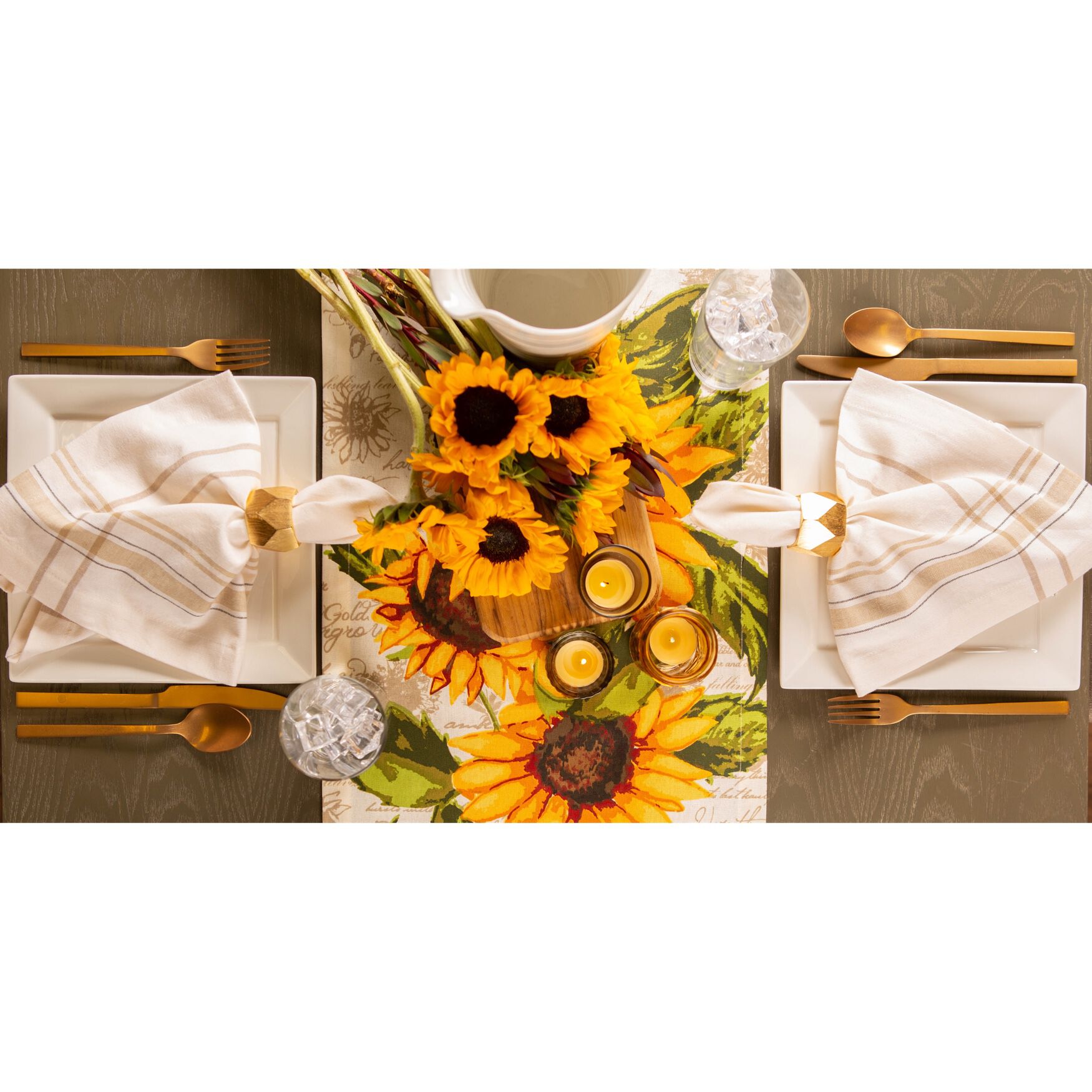 Rustic Sunflowers Printed Table Runner 14x72, , alternate image number 5