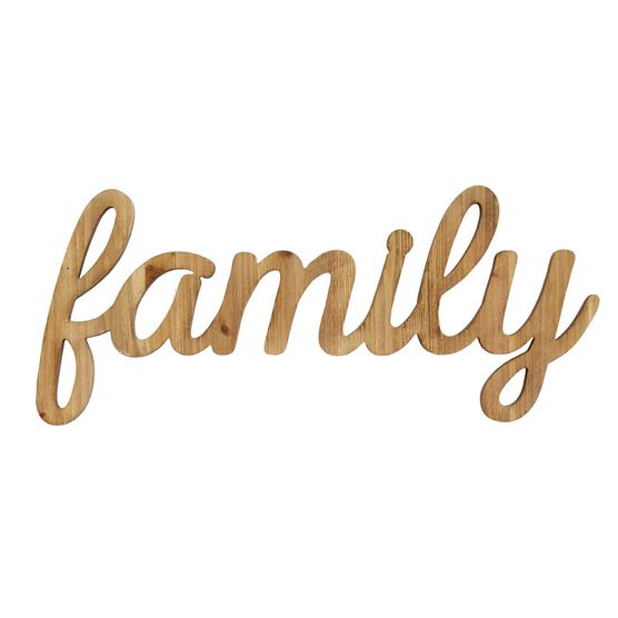 Family Natural Wood Script Wall Art, NATURAL, hi-res image number null
