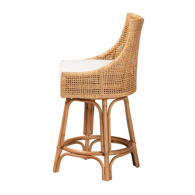 Bella Modern Bohemian Natural Brown Rattan Counter Stool, , alternate image number null