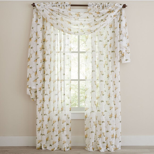 Chancellor Crushed Voile Scarf Valance, YELLOW, hi-res image number 0
