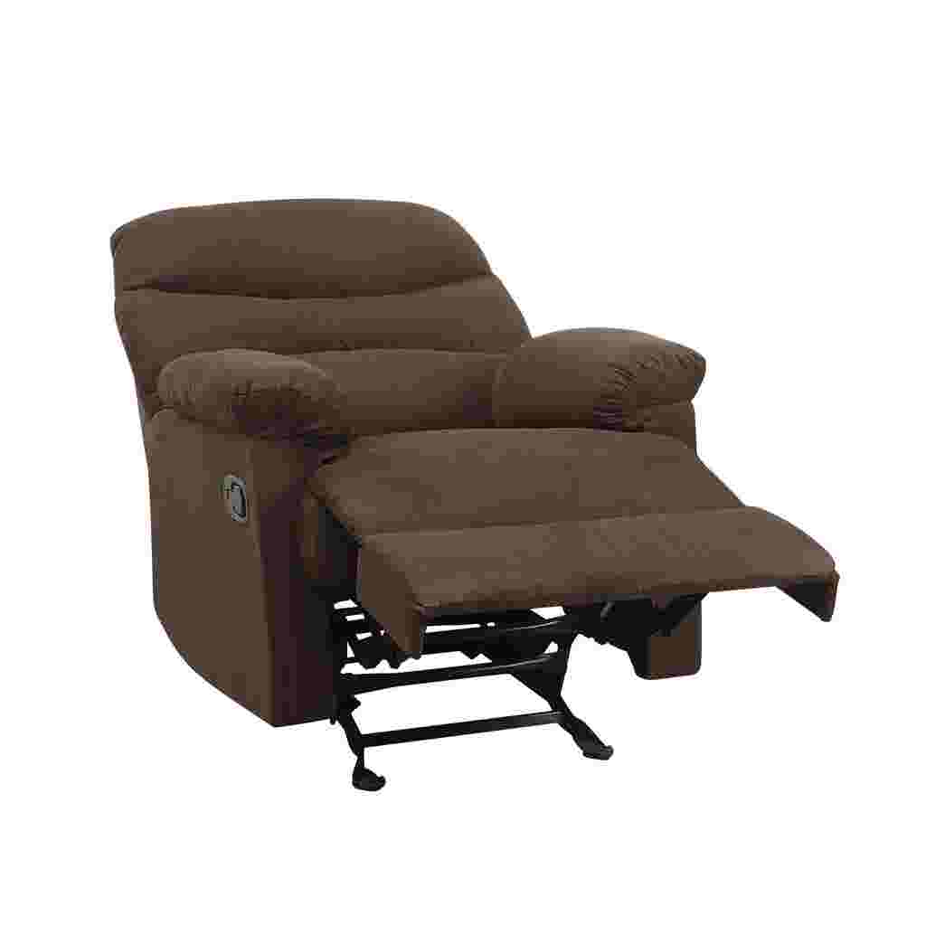brown glider recliner in the reclined position