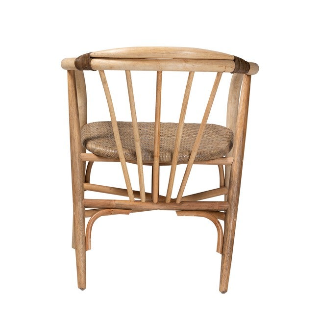 Kyoto Modern Bohemian Natural Brown Rattan 2-Piece Dining Chair Set, , alternate image number null